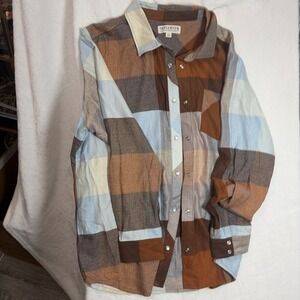 Idyllwind MIRANDA LAMBERT Womens Size L Blue Plaid Flannel Western Snap Up Shirt